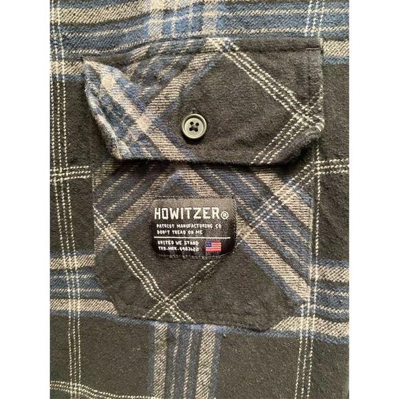 Howitzer Men's Plaid Flannel Shirt Jacket Blue Long Sleeve Size L Warm Cozy Soft - Picture 2 of 13